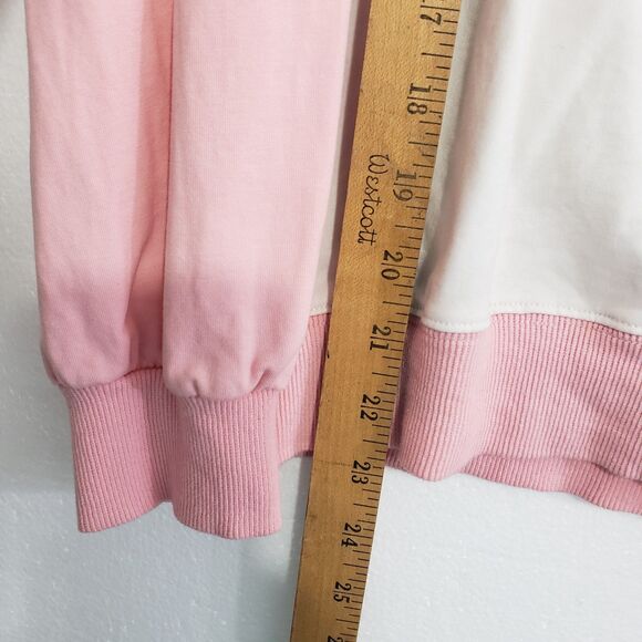 Adorable Women's Hooded Pink and White Pullover Sweater, Est. Size Medium - Picture 8 of 11